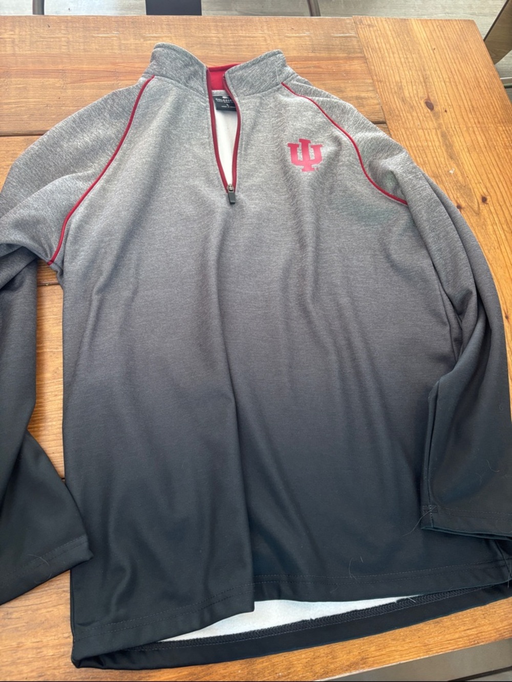 Colosseum IU Gray to Black Gradient Quarter-Zip Pullover with Red Accents